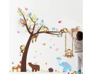 Playroom Decor Tree with Zoo Animals Swing Elephant, Monkeys, Bear