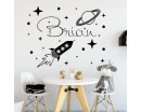 Custom Name and Rocket Space Stars Decal