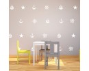 Nautical Wall Decals - Set of Sailboat Anchors Starfish Helm Decals
