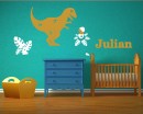 T-Rex Dinosaur Wall Decal with Personalized Name