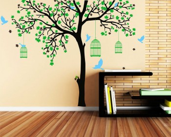 Large Colorful Tree Wall Decals – Pink, Green, Yellow Removable Stickers For Living Room, Kids Bedroom, Nursery Decor
