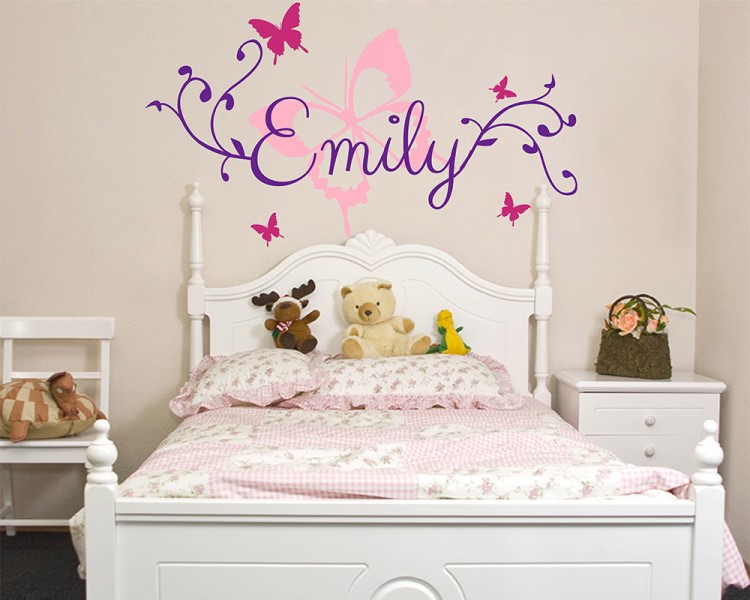 name wall decals with butterflies