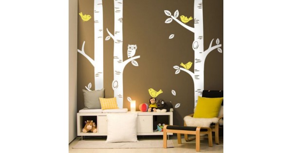 Navy Mint Chevron Design White Tree Owl Decal Hedgehog Fox Nursery Art Wall Sticker Home Décor Living Kromasol Com - Childrens Wall Decals Canada