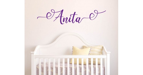 Heart name decal - Girls personalised wall decal