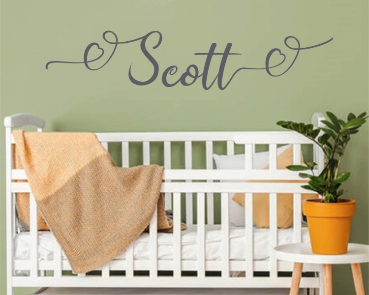 Heart name decal - Girls personalised wall decal