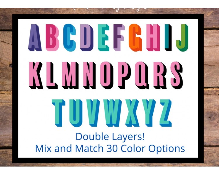 Two Color Monograms Shadow Double Layer Monogram Name Decal , Custom Two Color Name Sticker