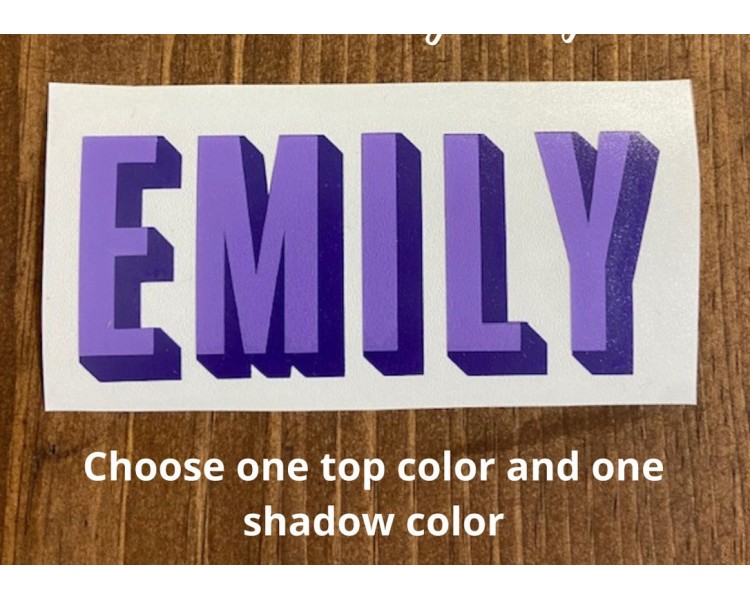 Shadow Double Layer Monogram Name Decal , Custom Two Color Name Sticker