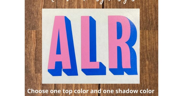 Two Color Monograms Shadow Double Layer Monogram Name Decal , Custom Two Color Name Sticker