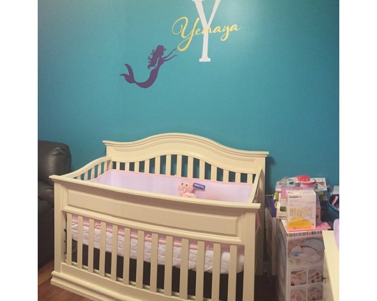 Personalized Mermaid Name Decal, Girl Name Decal, Nautical Nursery Decor
