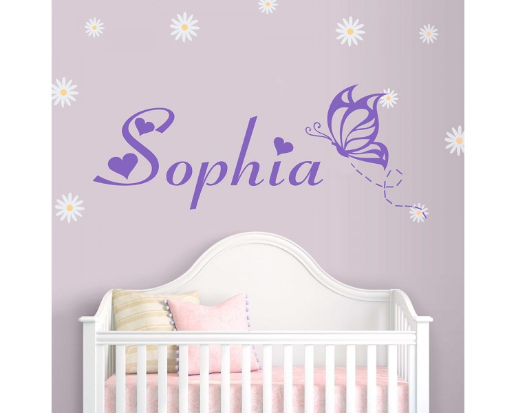 Personalized Name with Butterfly - Monogram Wall Decal