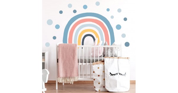 Boho Rainbow and polka dot Spot Wall Stickers