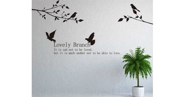 Love Branch with Birds Wall Decal Vinyl Tree Art Stickers